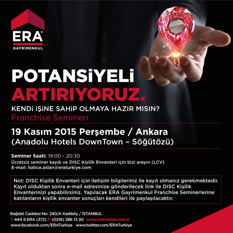 ERA’dan, Ankaralı yatırımcı adaylarına ücretsiz gayrimenkul danışmanlığı semineri